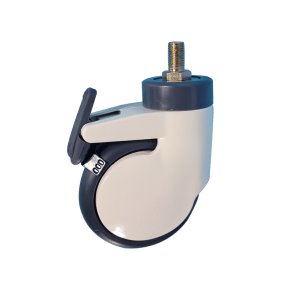 5 Inch Thread Stem Aluminum Alloy Caster With Brake For Hospital Use