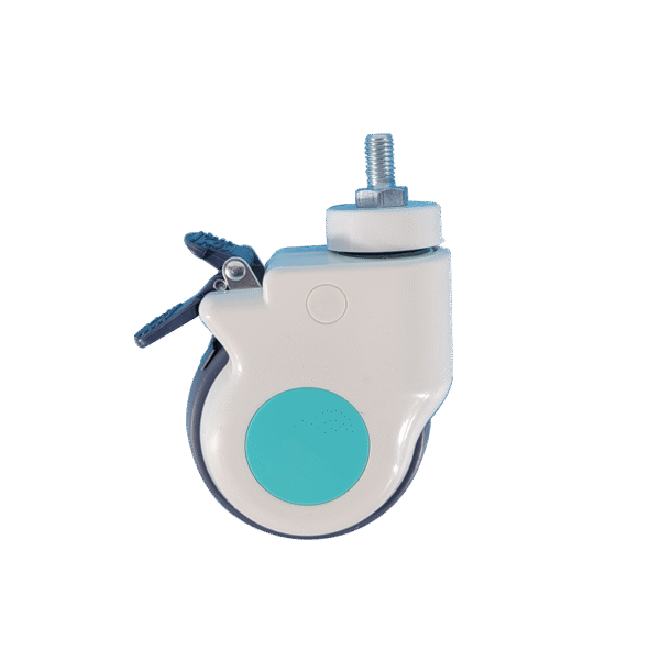 4 Inch Antiseptic Thread Stem Single Wheel Caster With Brake For Hospital Use