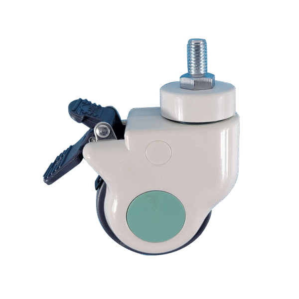 3 Inch Antiseptic Thread Stem Single Wheel Caster With Brake For Hospital Use