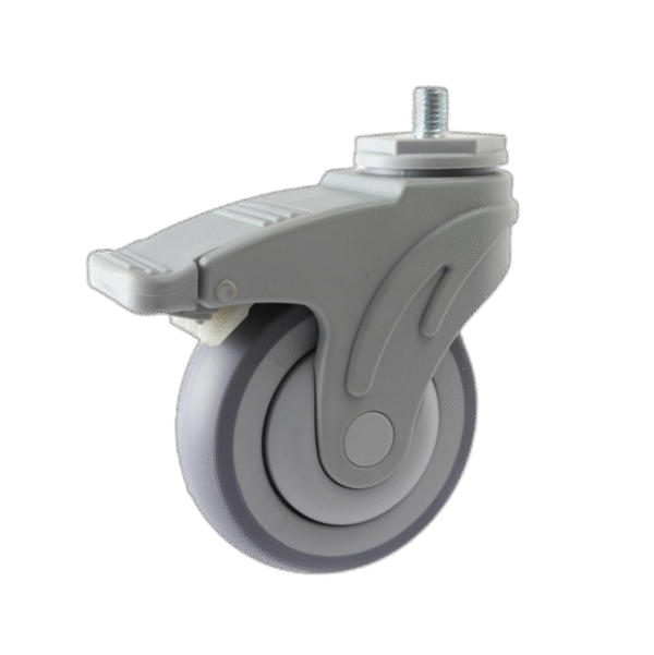 4 Inch PL Thread Stem Single Wheel Caster With Brake For Hospital Use