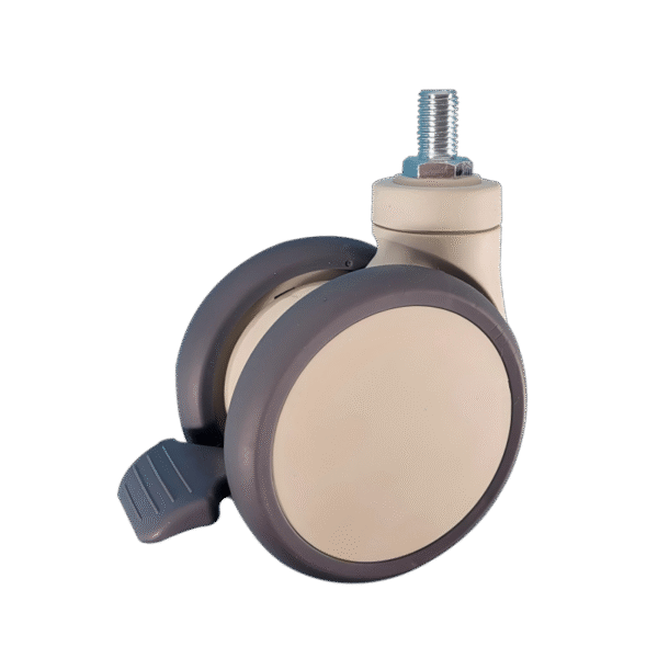 5 Inch Thread Stem Double Wheels Caster With Brake For Hospital Use