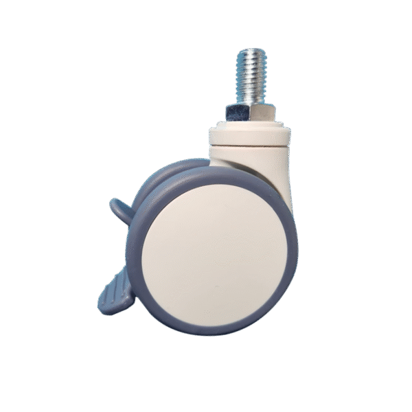 2.5 Inch Thread Stem Double Wheels Caster With Brake For Hospital Use